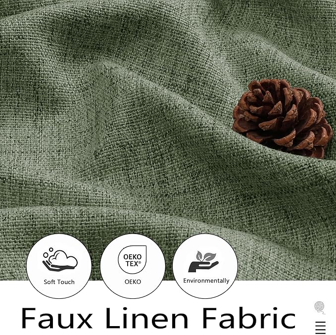 Sage Green Valances for Windows, Light Filtering Faux Linen Textured Small - Image 2