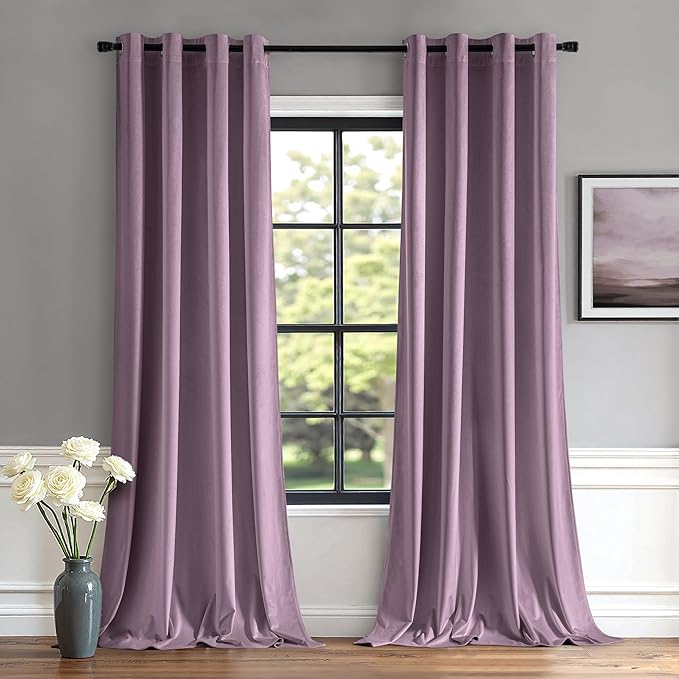 MIULEE Velvet Curtains Lavender Light Purple Elegant Grommet Thermal Insulated by MIULEE