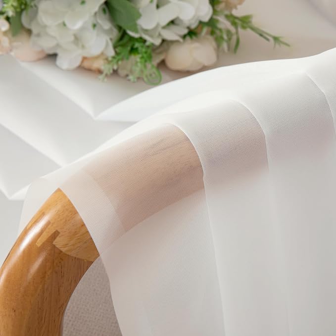 Aiyufeng 108 Inch Ivory Sheer Window Curtains - Image 7
