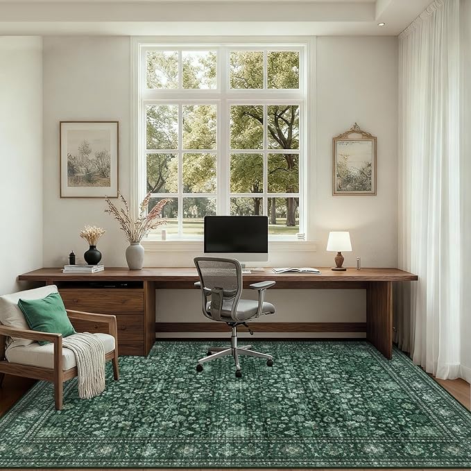 3x5 Area Rugs Living Room Rug: Washable Vintage Distressed Floral Rug No Slip - Image 5