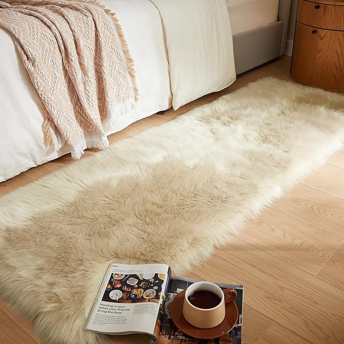 AMTOVO Faux Fur Rug, 2 x 6 ft Runner Area Rugs by AMTOVO