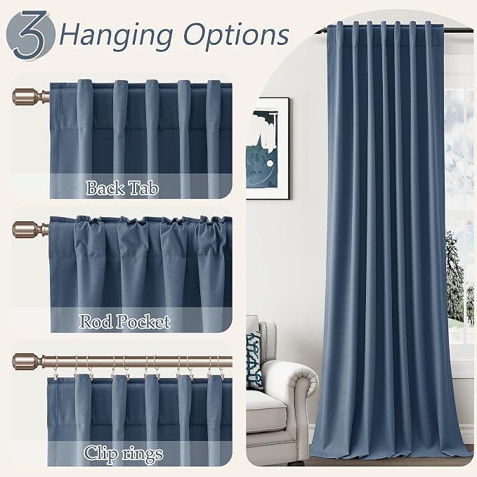 Guken 100% Blackout Curtains 108 Inch Length 2 Panels Set - Image 6