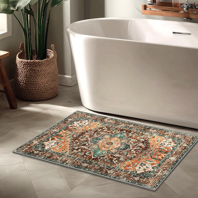 Yamaziot Washable Area Rug, 2x3 Small Entryway Rug Non-Slip Boho Vintage Rug - Image 6