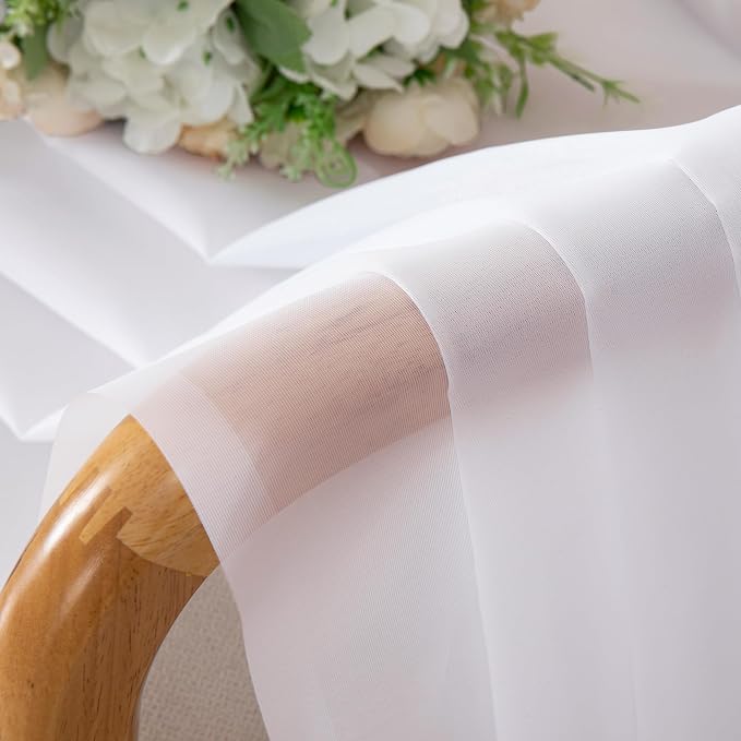 OVZME 2 Pack White Sheer Curtain Panels - Image 4