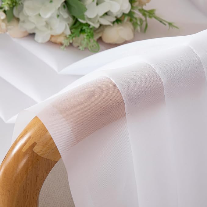 2 Panels Sheer White Curtains 54 Inches Length Window Treatment - Image 5
