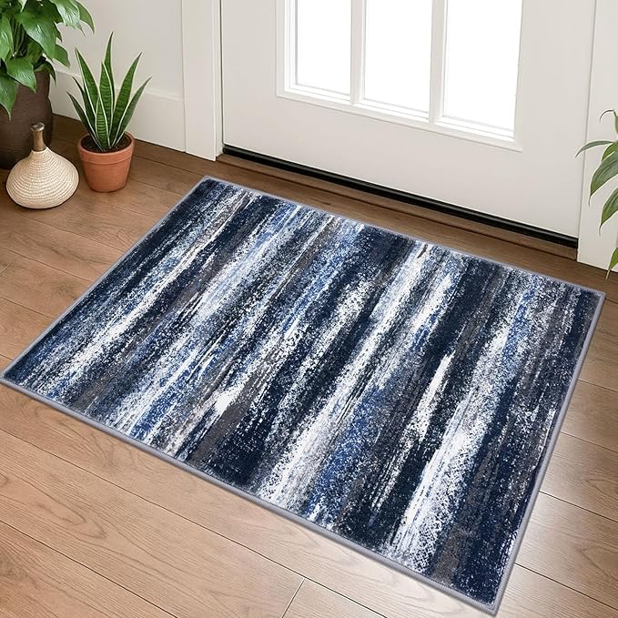 Lansny Modern Abstract Entryway Rug Indoor 2x3 Washable Rug Non-Slip Soft Small by lansny