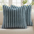 decorUhome Fall Faux Fur Throw Pillow Covers 18x18 Set of 2 Blue Grey | by decorUhome