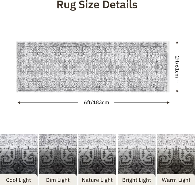 2x6 Hallway Washable Runner Rug - Image 2