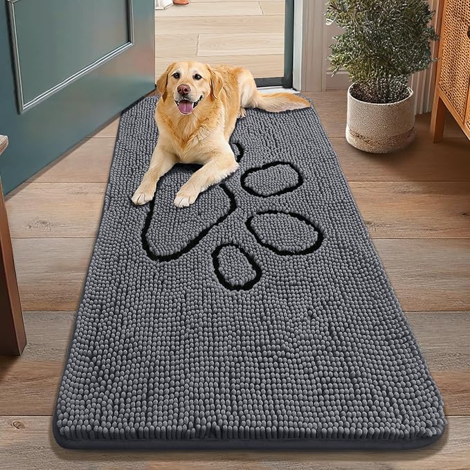 Smiry Dog Door Mat for Muddy Paws, Absorbent Dirt Trapper Non Slip Quick Dry by Smiry