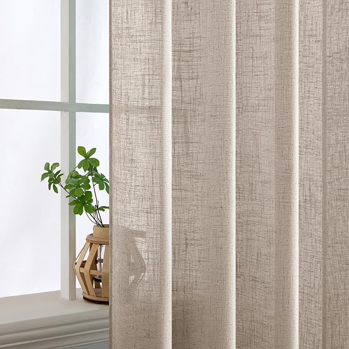 MIULEE Natural Linen Curtains 72 Inch Length 2 Panels - Image 5