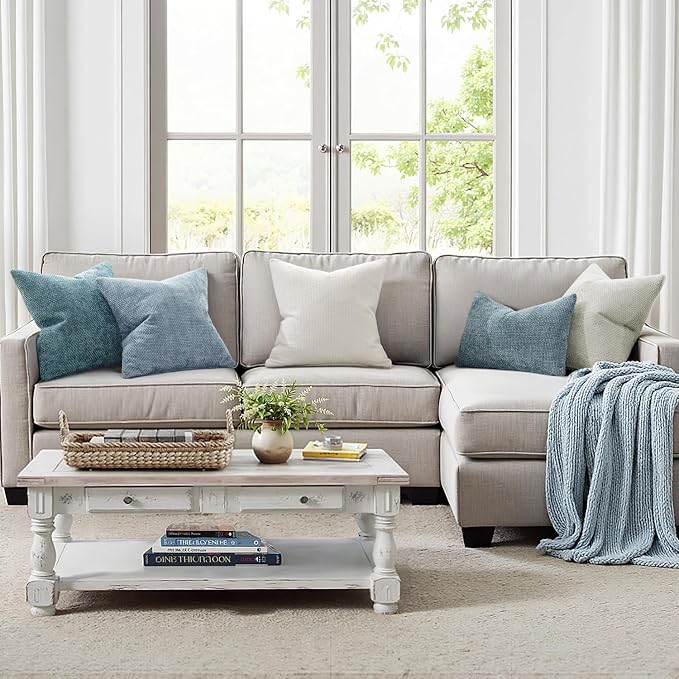 MIULEE Pack of 2 Couch Throw Pillow Covers 18x18 Inch Coastal Light Blue Modern - Image 2