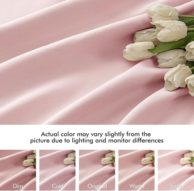 MIULEE Baby Pink Back Tab Blackout Curtains 90 Inch Long 2 Panels Set - Image 8