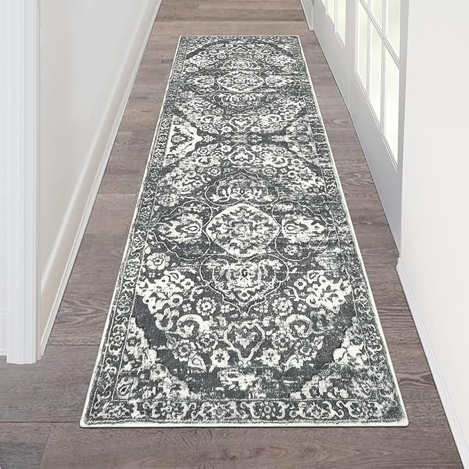HEBE Hallway Runner Rug 2'x6' Washable Vintage Distressed Area Rugs Non Slip by HEBE