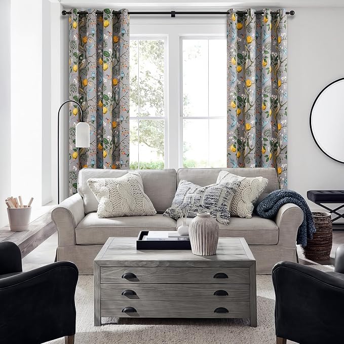 Topfinel Gray Patterned Curtains 96 Inch Long - Image 5
