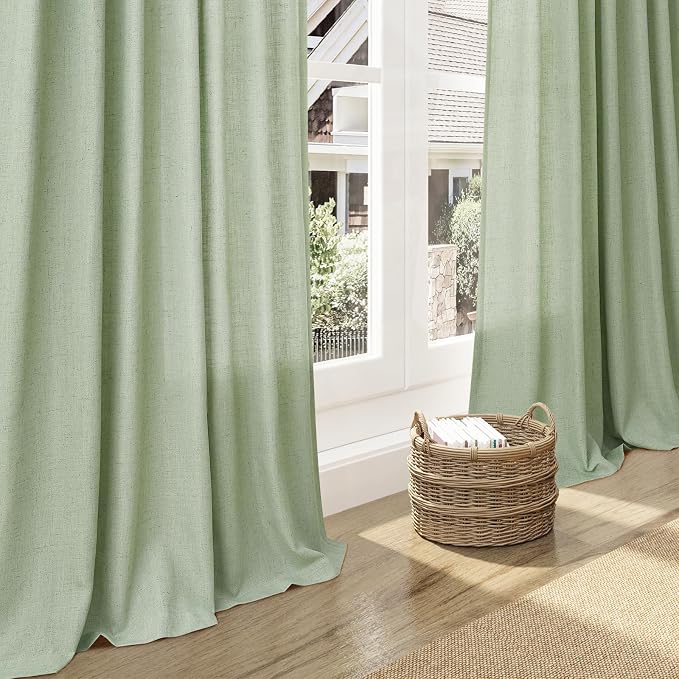 Nanspring Mist Sage Linen Curtains 72 Inch Length - Image 6