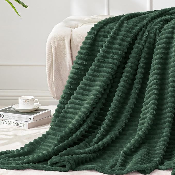 BEDELITE Fleece Throw Blanket for Couch – 3D Ribbed Jacquard Soft and Warm - Image 7