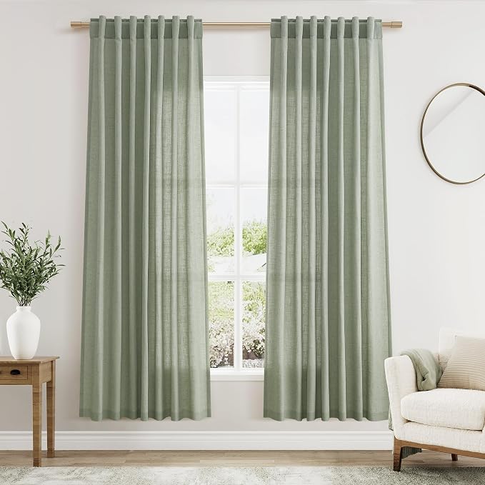 Nanspring Desert Sage Linen Curtains 72 Inch Length by Nanspring