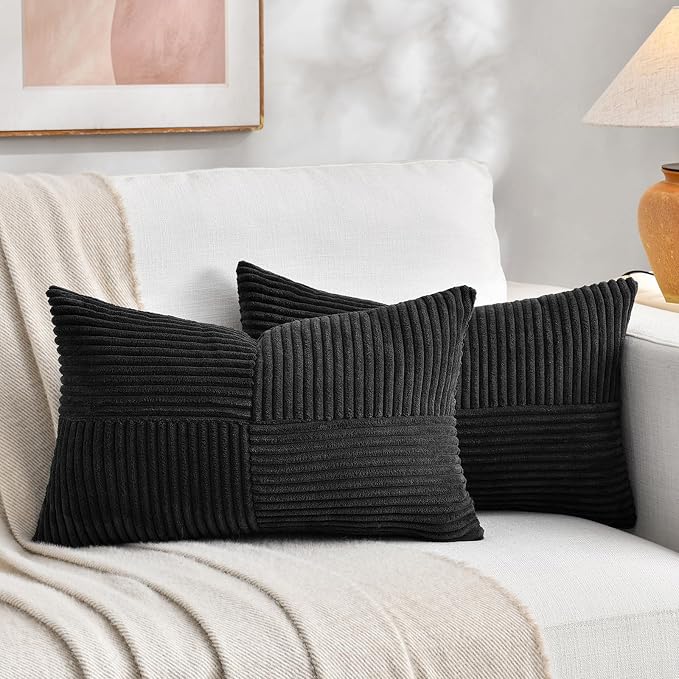 Fancy Homi 2 Packs Black Lumbar Decorative Throw Pillow Covers 20x28 Inch - Image 5