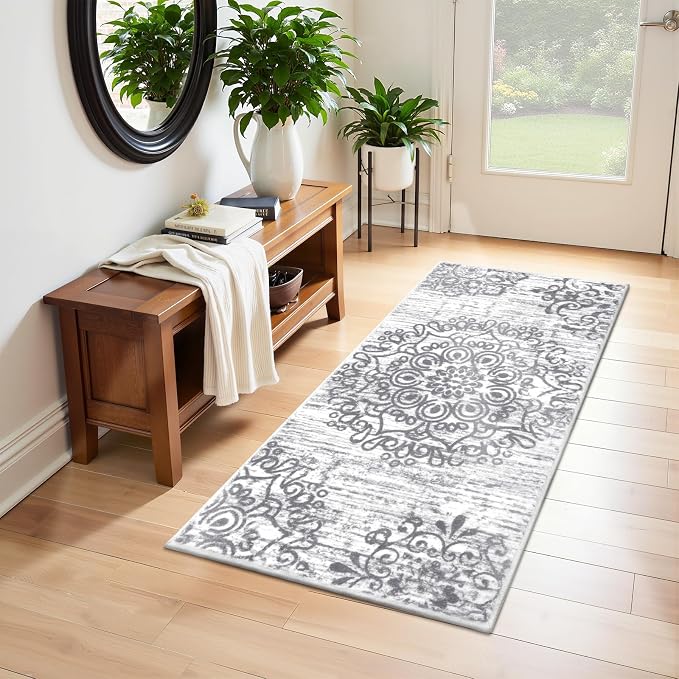 HEBE Hallway Runner Rug 2'x4' Washable Vintage Distressed Area Rugs Non Slip - Image 9