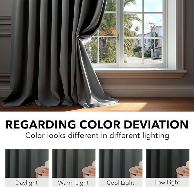 Deconovo Blackout Curtains, Thermal Insulated, W70 x L108 2 Panels, Back Tab - Image 6