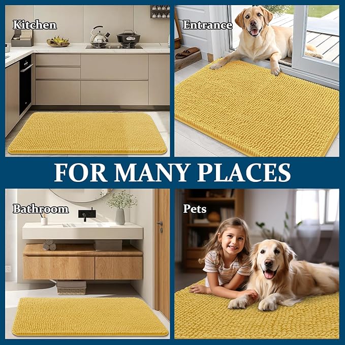 OLANLY Dog Door Mat for Muddy Paws 70x35, Super Absorbent Chenille Mud Mat | - Image 8