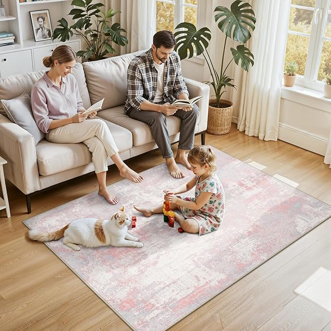 Washable Area Rugs 4'x6' Non-Slip Modern Abstract Soft - Image 2