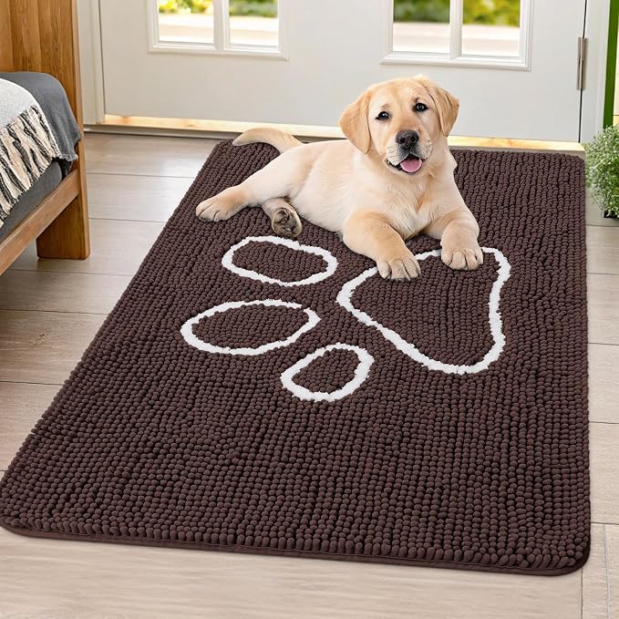 Smiry Dog Door Mat for Muddy Paws, Absorbent Dirt Trapper Non Slip Quick Dry by Smiry