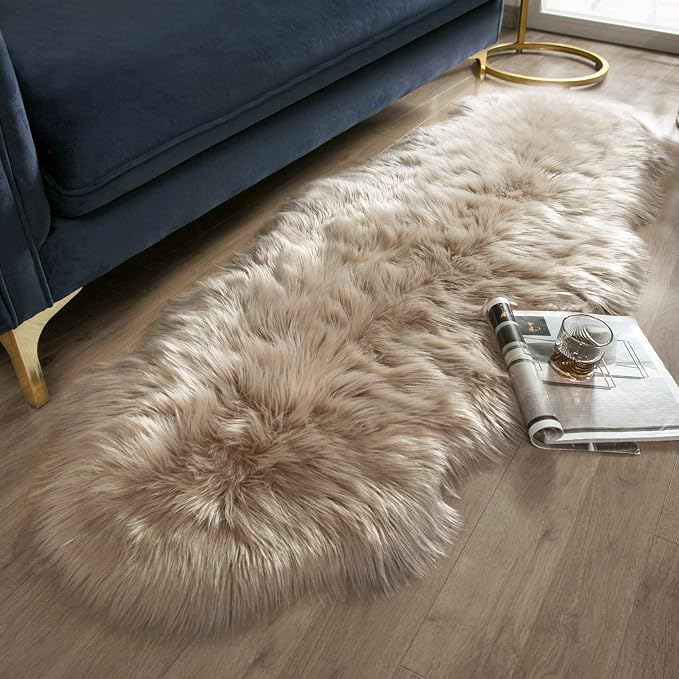 Ashler Faux Fur Rug, Fluffy Shaggy Area Rug Ultra Soft 2 x 6 Feet Sheepskin Fur - Image 2