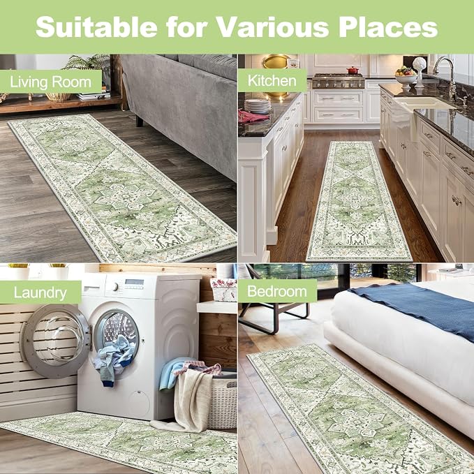 Yamaziot Washable Runner Rug, 2x6 Non-Slip Boho Vintage Hallway Rug Runner - Image 7