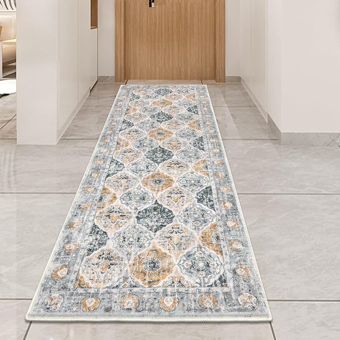 HEBE Hallway Runner Rug 2'x6' Washable Vintage Distressed Area Rugs Non Slip - Image 8