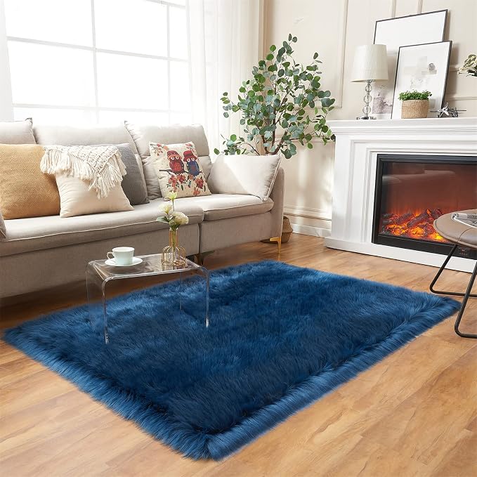 EasyJoy Ultra Soft Fluffy Shaggy Area Rug Faux Fur Rug Chair Cover Seat Pad by EasyJoy