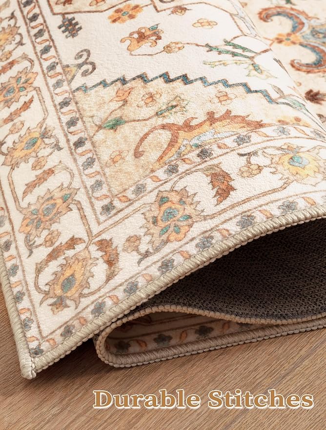 SERISSA Boho Washable Runner Rug, 2x6 Rug Runner Non-Slip Vintage Light Yellow - Image 7