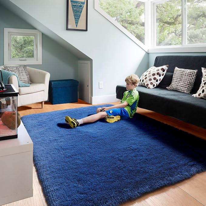 ONASAR Navy Blue 6x9 Area Rugs for Living Room Bedroom, Large Fluffy Bedside - Image 8