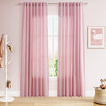 Rose Linen Curtains 84 Inch Long 2 Panel Set by Nanspring