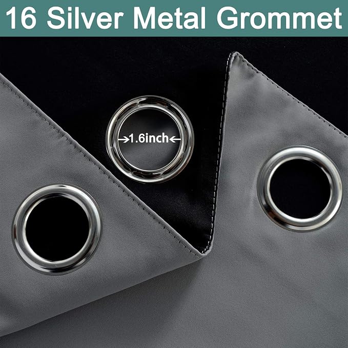 Yakamok 100% Blackout Thermal Insulated Grommet Curtains, Noise Reducing - Image 6