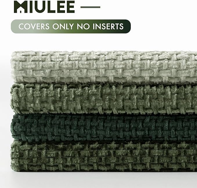 MIULEE Pack of 4 Couch Throw Pillow Covers 20x20 Inch Green Soft Decorative - Image 6