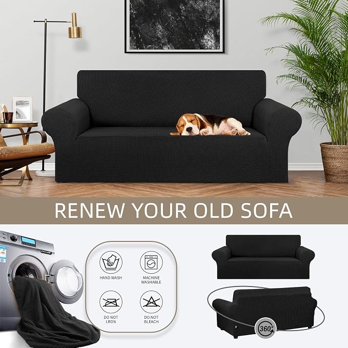 KEKUOU Stretch Loveseat Sofa Cover Slipcover, Couch Covers - Image 3
