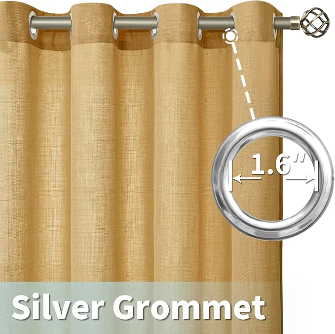 LAMIT Caramel Brown Linen Curtains 54 Inch - Image 4
