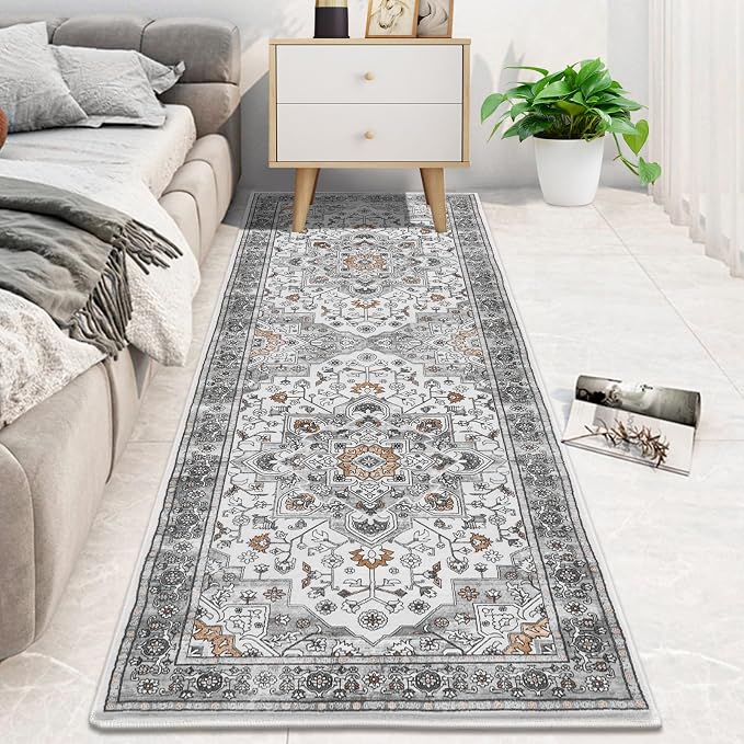 HEBE Hallway Runner Rug 2'x6' Washable Vintage Distressed Area Rugs Non Slip - Image 7