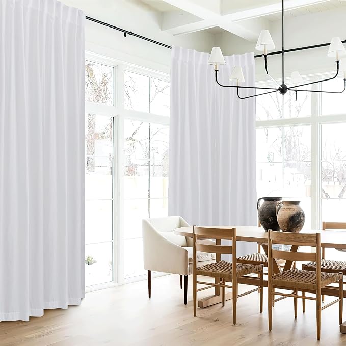 RYB HOME White Linen Curtains 90 inches Long, Semi Sheer Light Filtering Back - Image 7