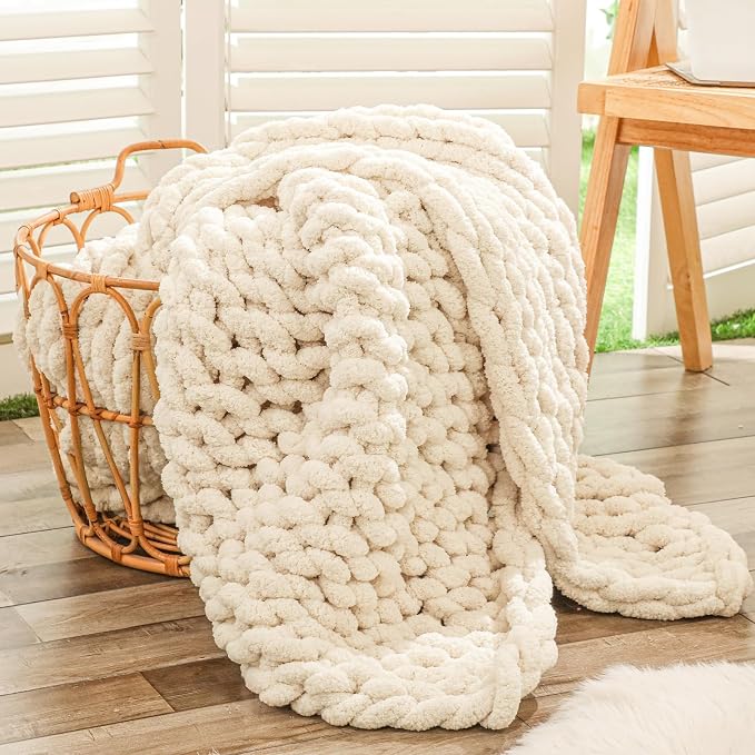 Bigacogo Chunky Knit Throw Blanket by Bigacogo