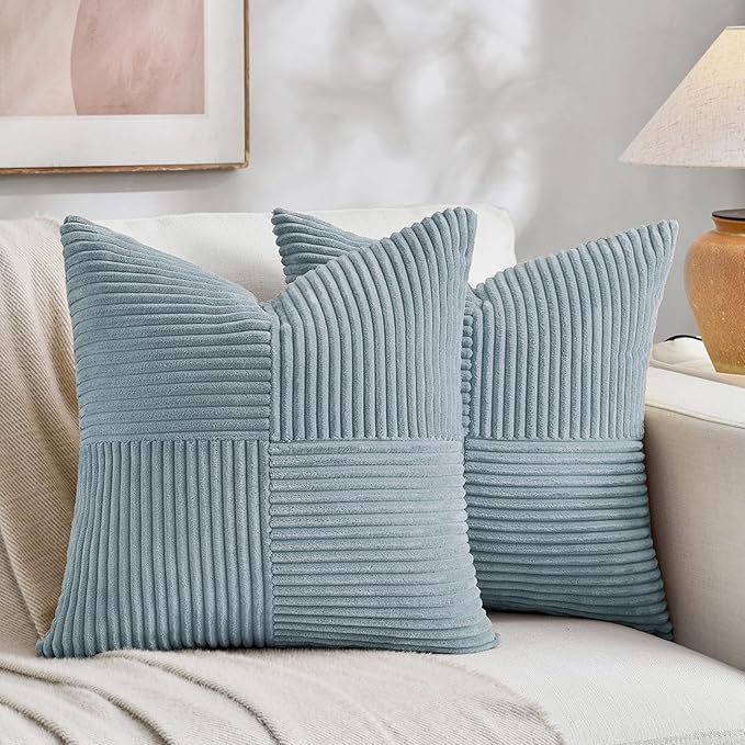 Fancy Homi Set of 2 Light Blue Samll Decorative Throw Pillow Covers 12x12 Inch by Fancy+Homi