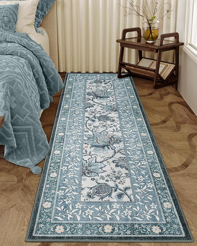 GarveeHome Provence Misty Blue 2x6 Washable Kitchen Runner Rugs Non Slip - Image 3