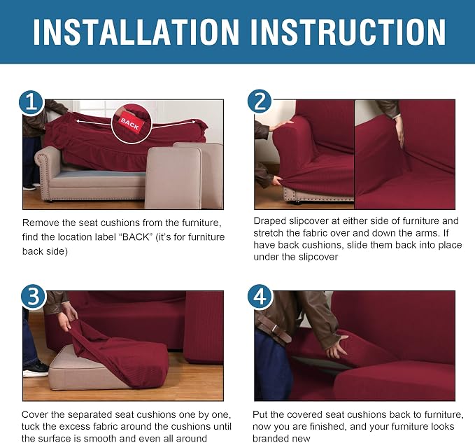 H.VERSAILTEX 4 Piece Stretch Sofa Covers - Image 7