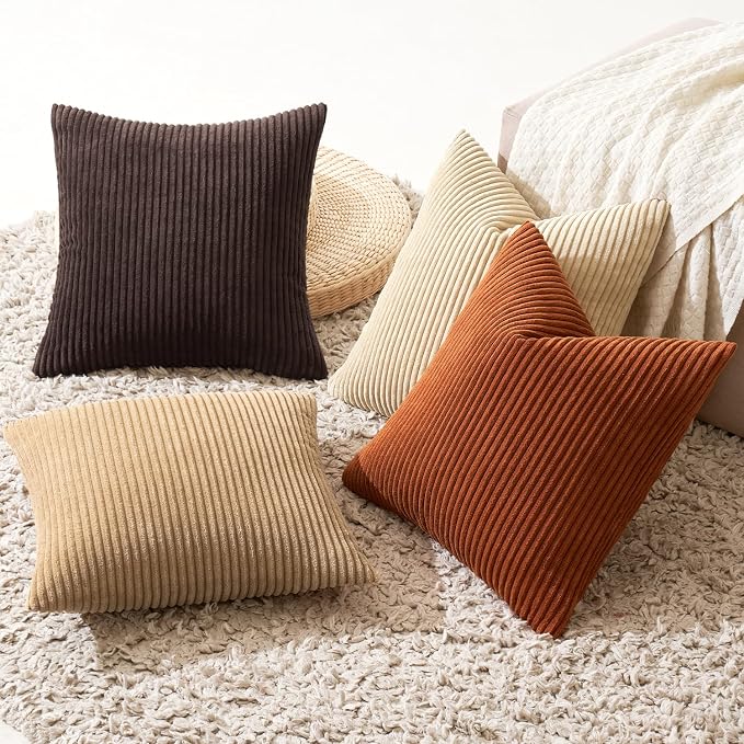 MIULEE Boho Farmhouse Throw Pillow Covers 18x18 Inch Set of 4 Rustic Mordern - Image 4