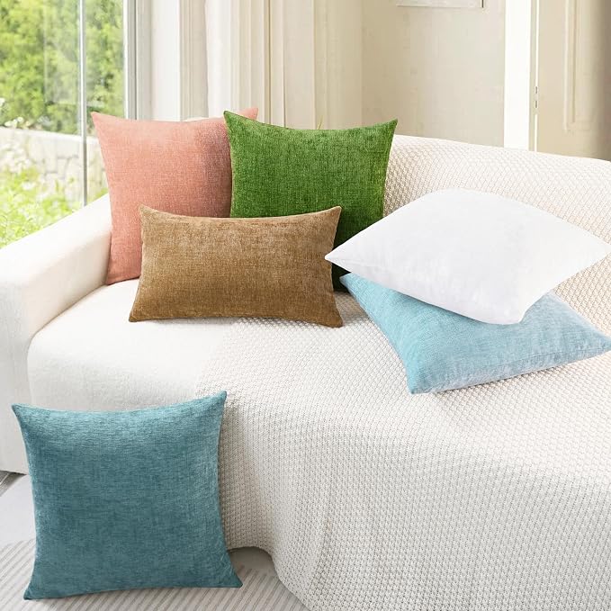 CaliTime Throw Pillow Covers Decorative 22 X 22 Inches Pack of 2 Cozy Chenille - Image 4