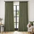 MIULEE Olive Green Pinch Pleated Thick Linen Curtains 108 Inches Long 2 Panels by MIULEE