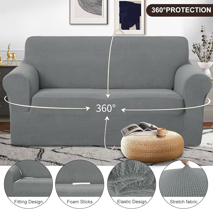 U-NICE HOME Oversized Stretch Loveseat Couch Cover Sofa Covers Washable Sofa - Image 3