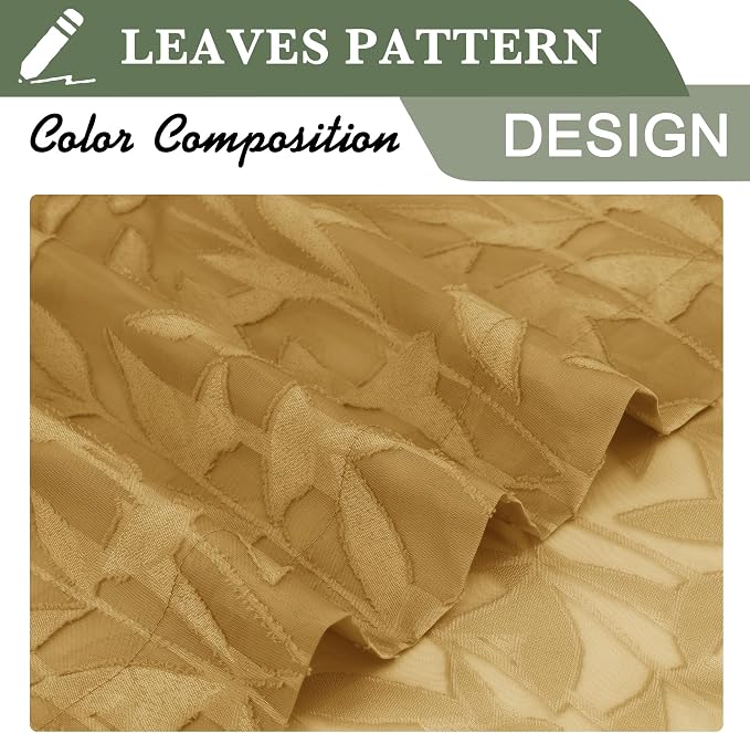 Lecloud Leia Dark Gold Sheer Curtains 63 Inch Length 2 Panels, Light Filtering - Image 7