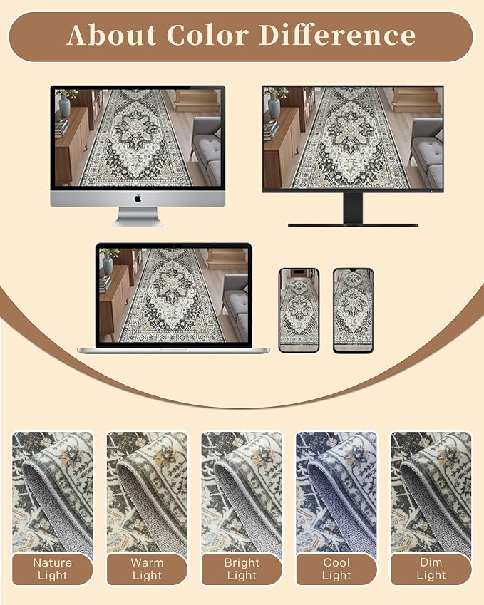 Madane Hallway Runner 3x8, Kitchen Rugs Washable Entryway Rug Vintage Kitchen - Image 9